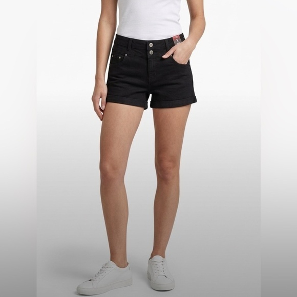 New DD77 Black Highrise cuff Out Rolled Jean Shorts Size 3